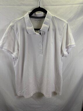 NAUTICA Women's Classic Fit Short Sleeve Polo, Size XXL White
